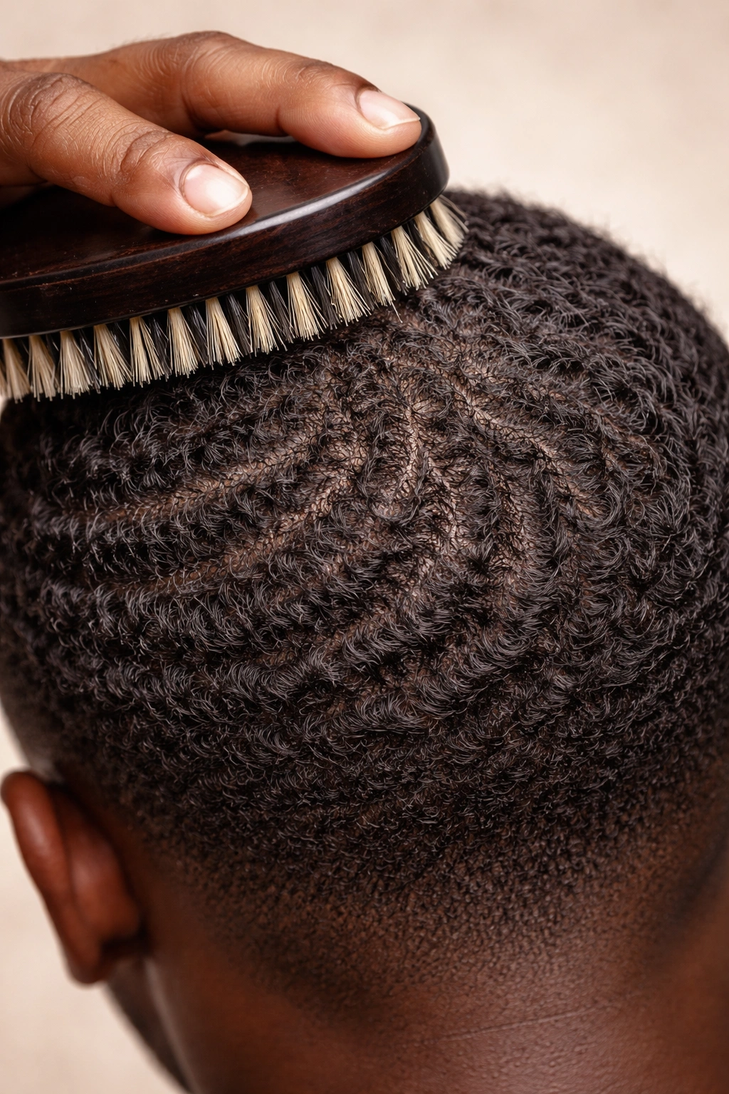 Hand brushing short waves in inconsistent directions showing common mistakes