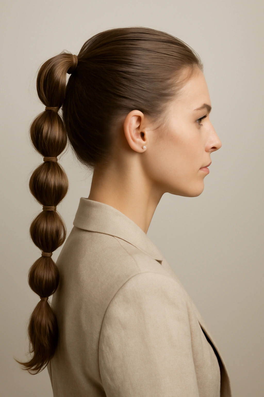 Ponytail with evenly spaced bubble sections