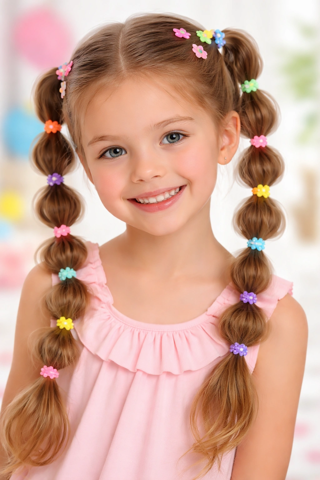 Bubble braids with colorful elastics