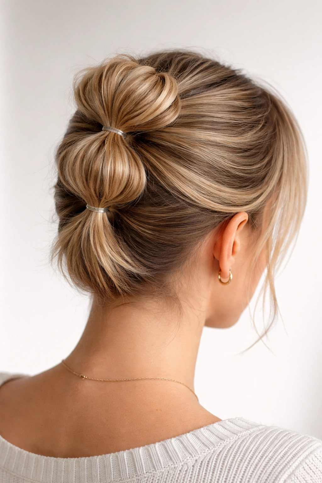 Bubble Bun with stacked sections for short hair