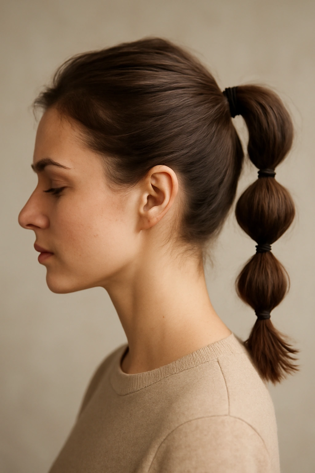 10 Short Hair Ponytail Styles That Last All Day 6 Bubble ponytail with multiple elastic segments along the length