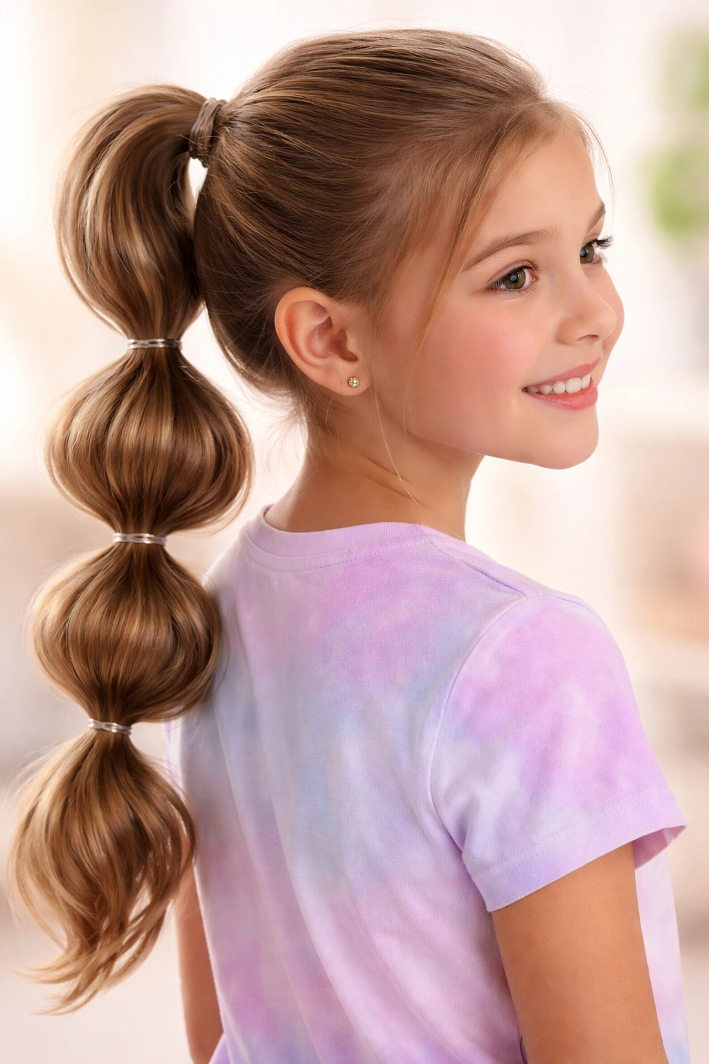 Ponytail with bubble segments created by elastics
