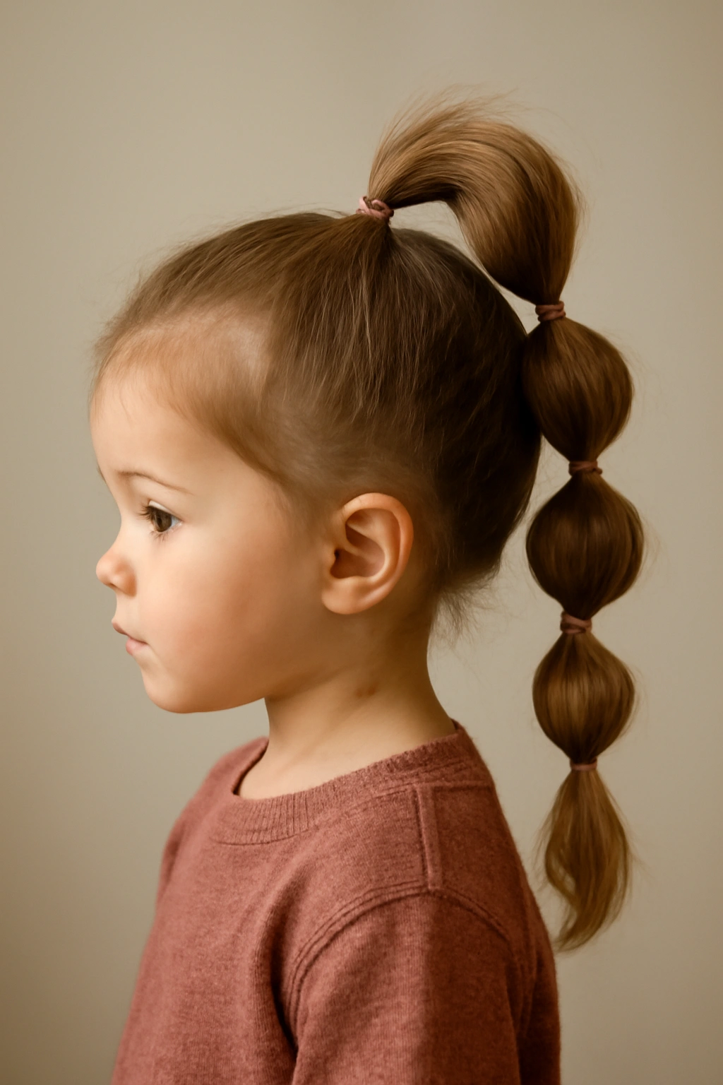 12 Toddler Hairstyles That Actually Stay All Day 3 Bubble ponytail with multiple bubble sections on toddler