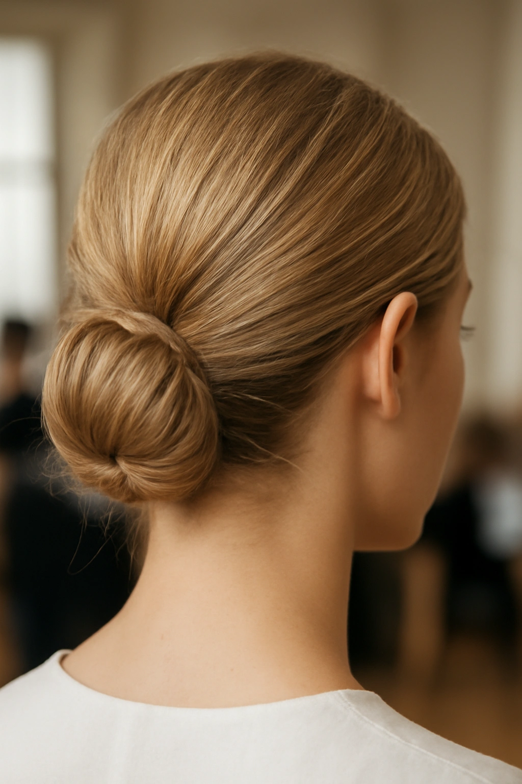 How to Create the Perfect Low Bun for Your Wedding 11 Polished bun with horizontal and interior pins securing base