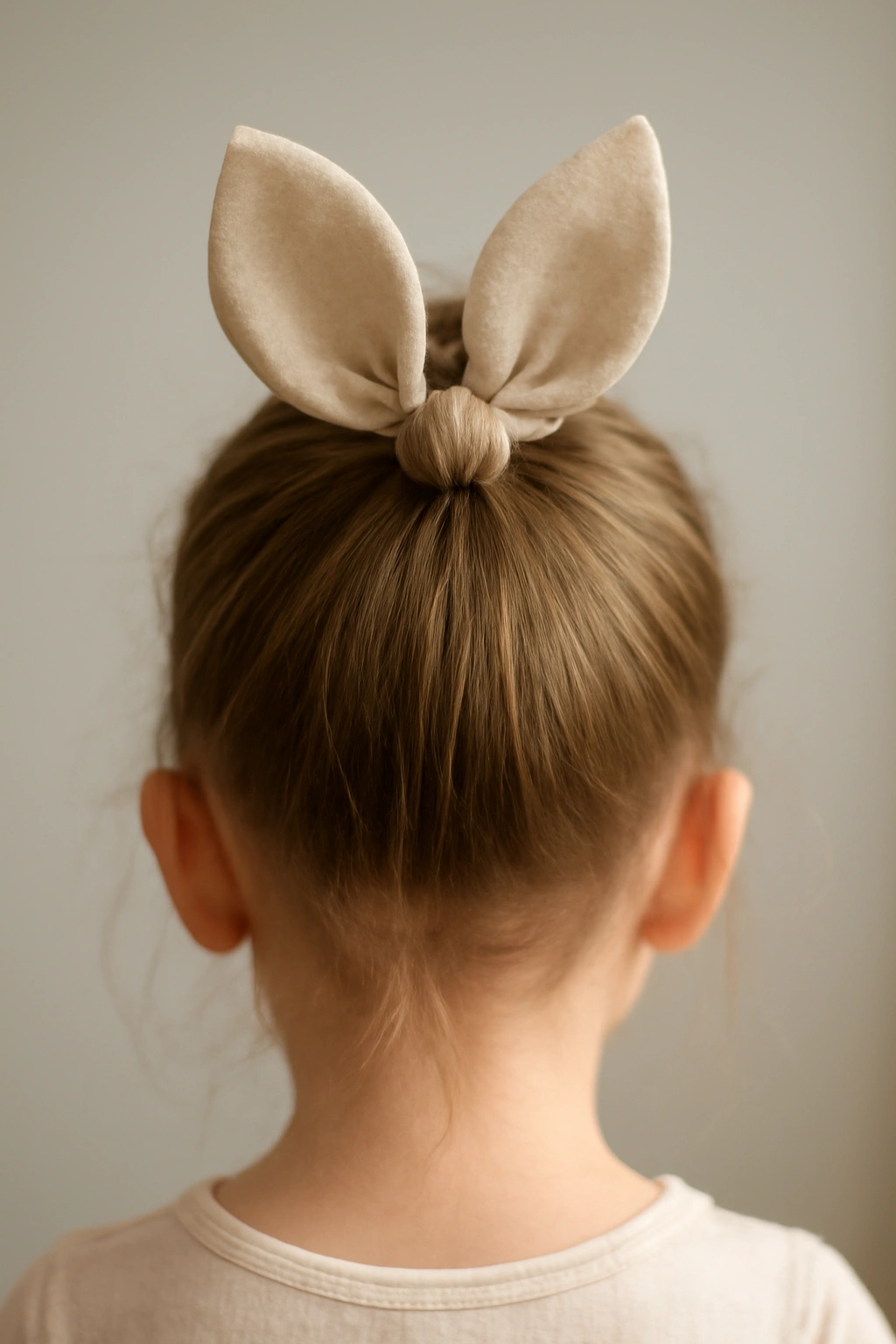 12 Sweet Easter Hairstyles Your Little Girl Needs 2 Top knot with bunny ears hairstyle on a child