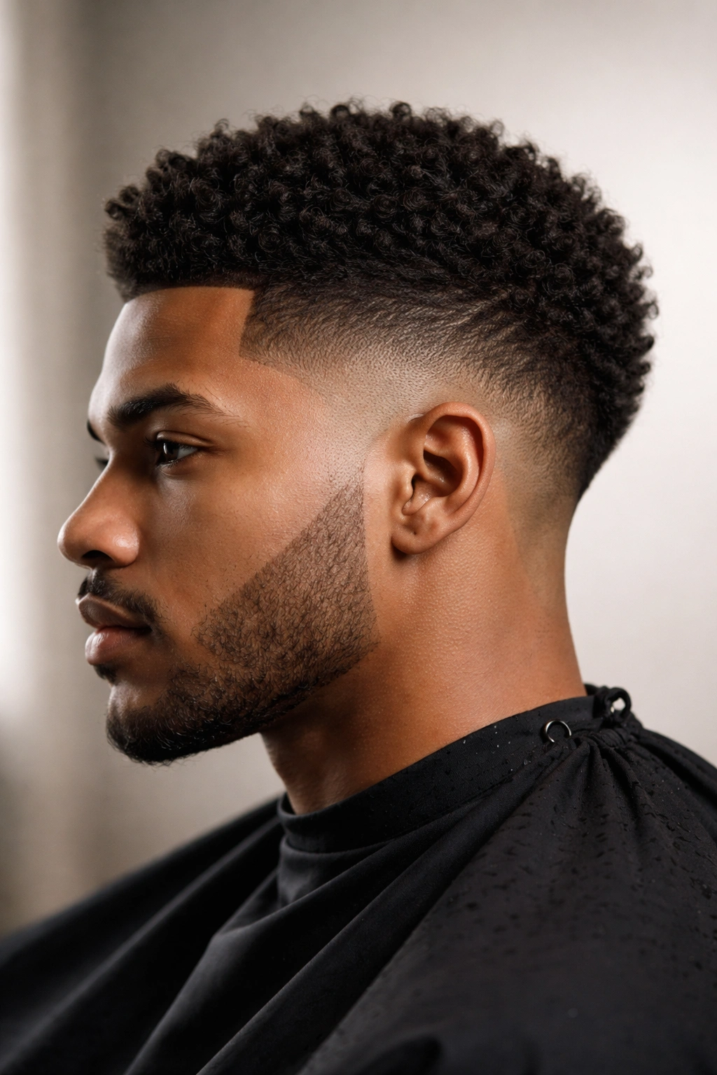 10 Temp Fade Haircuts For A Clean Sharp Look 8 Profile of a man with curved burst fade around temples highlighting head contour