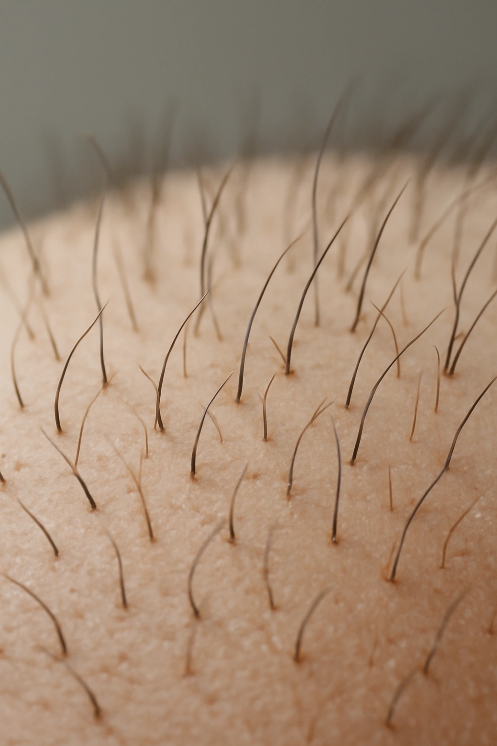 Close-up medical illustration of buttock hair follicles and growth