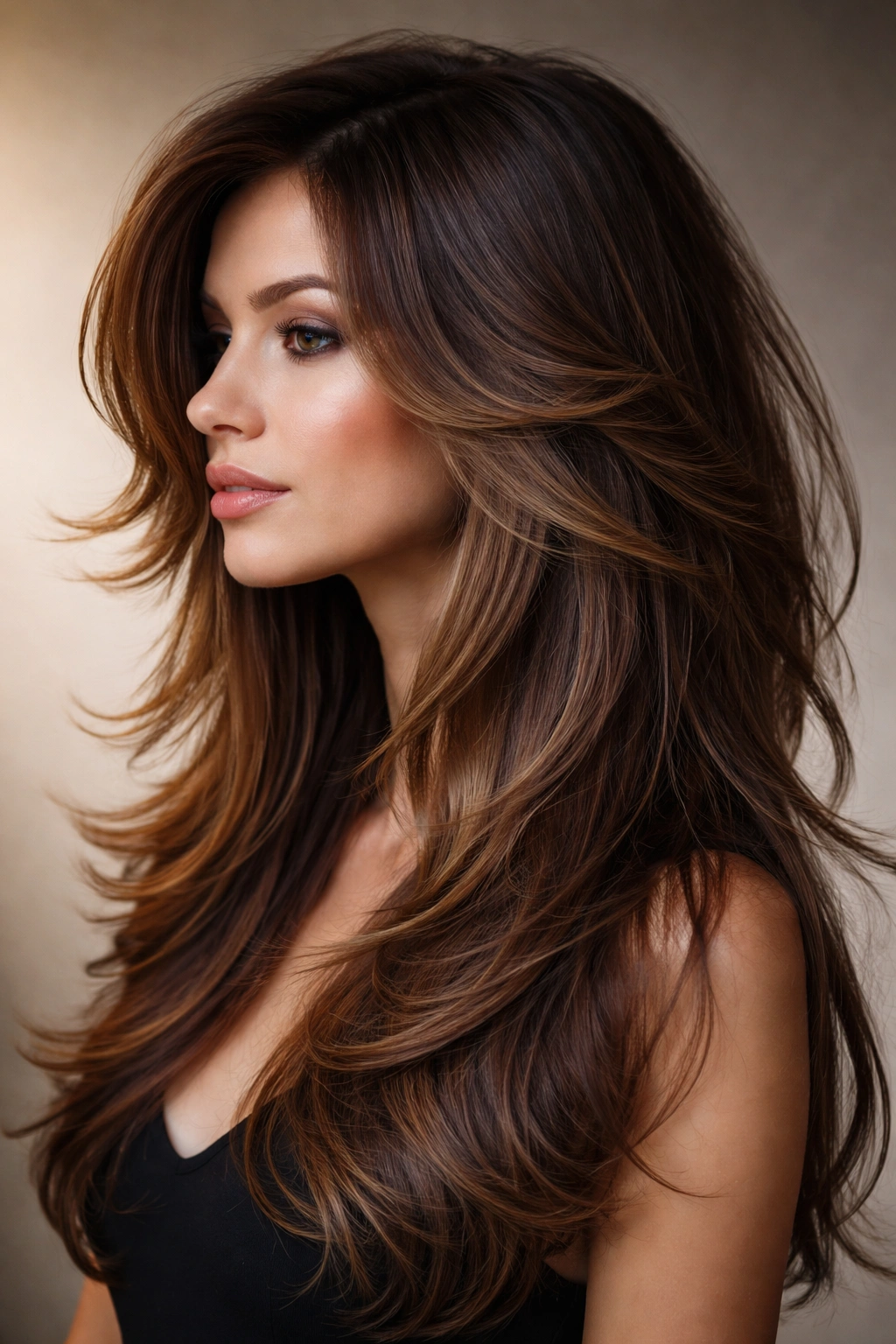 15 Butterfly Haircuts With Flowing Long Layers 11 Asymmetrical butterfly layers with uneven depth on each side