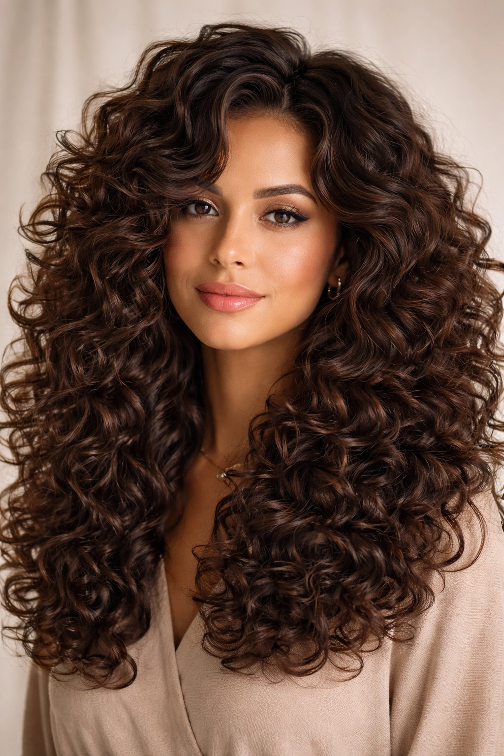 Curly hair butterfly cut with thick textured layers following natural curl pattern