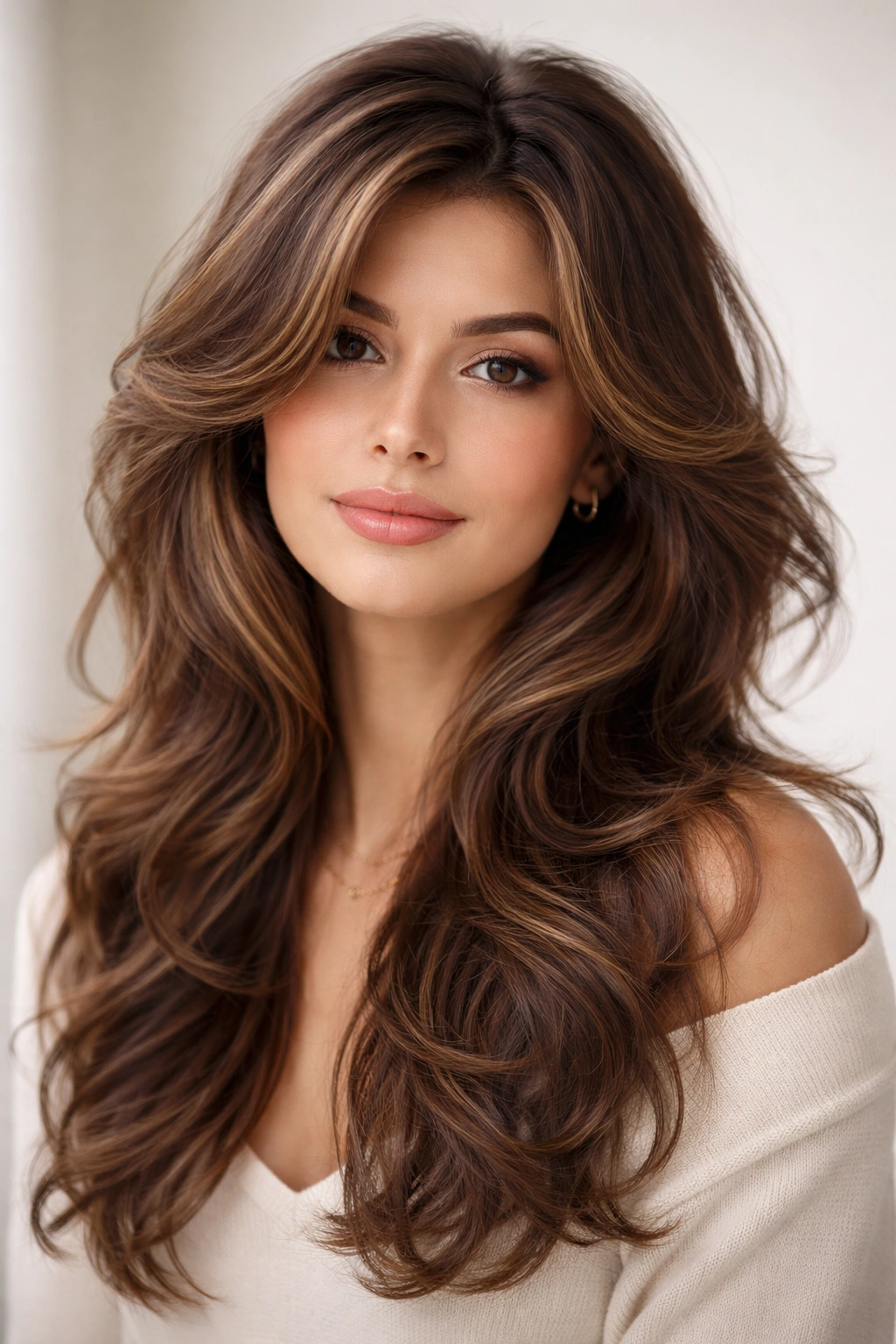 Portrait highlighting butterfly layers around crown creating crown volume