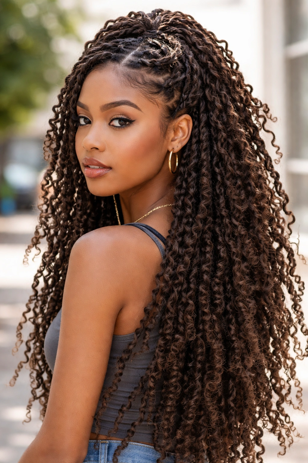 Soft butterfly locs with boho texture