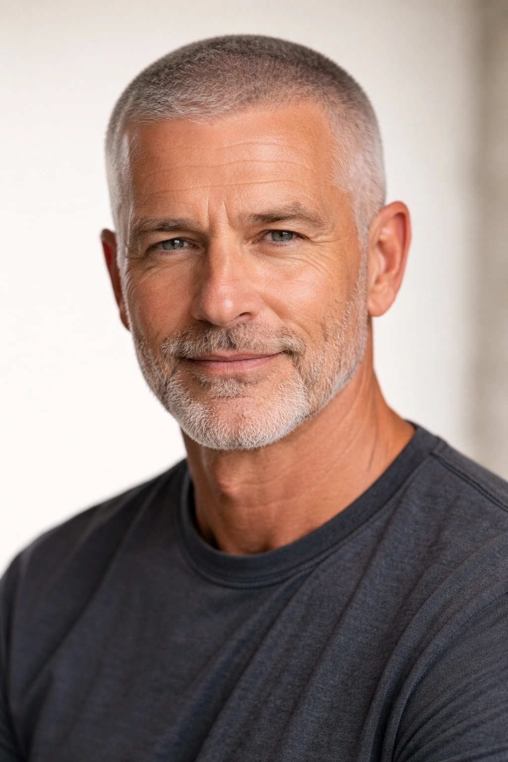 Headshot of a man with a uniform buzz cut and clean edges.