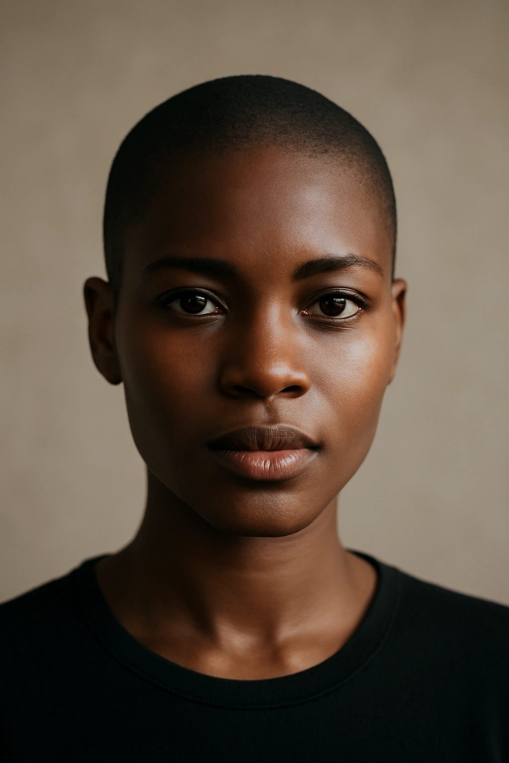 12 Short Haircuts Every African Woman Should Try 3 Close-up of a Black woman with a buzz cut showing even short length