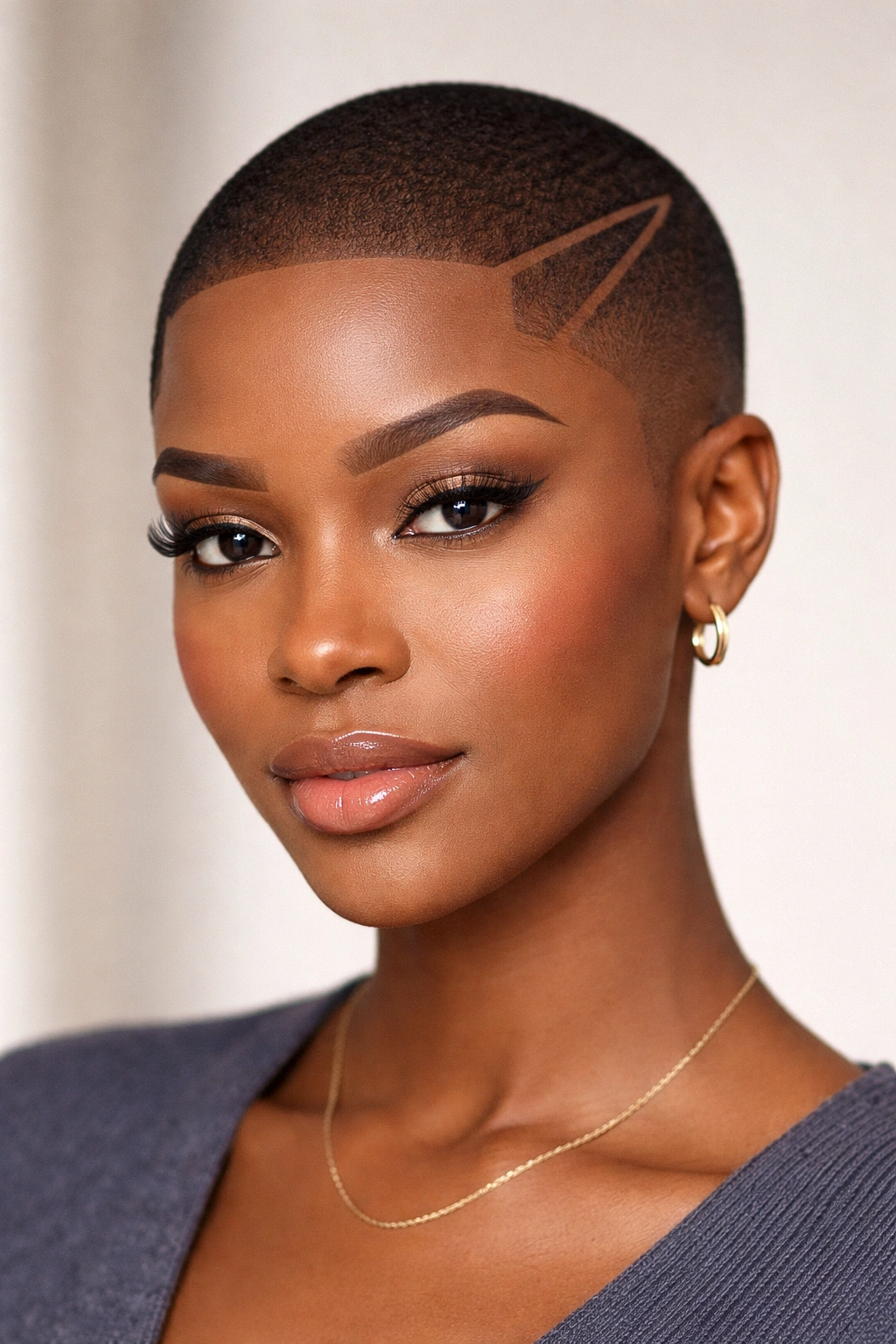 Buzz cut with crisp geometric edge details