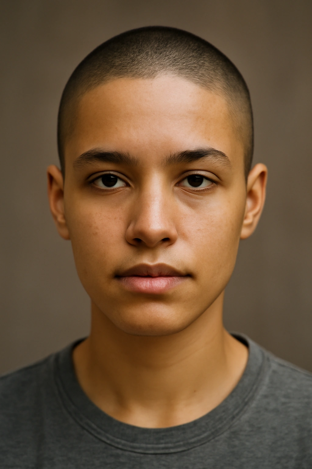 15 Wash and Go Haircuts That Need Almost No Effort 13 Close-up portrait of a person with an even buzz cut and smooth scalp