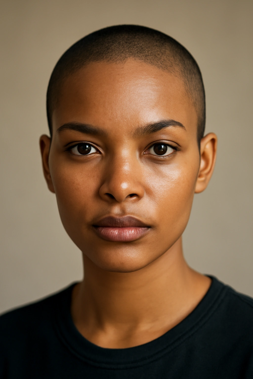 20 Short Haircut Ideas Every Black Woman Should Save 4 Headshot of a person with a uniform buzz cut highlighting head shape