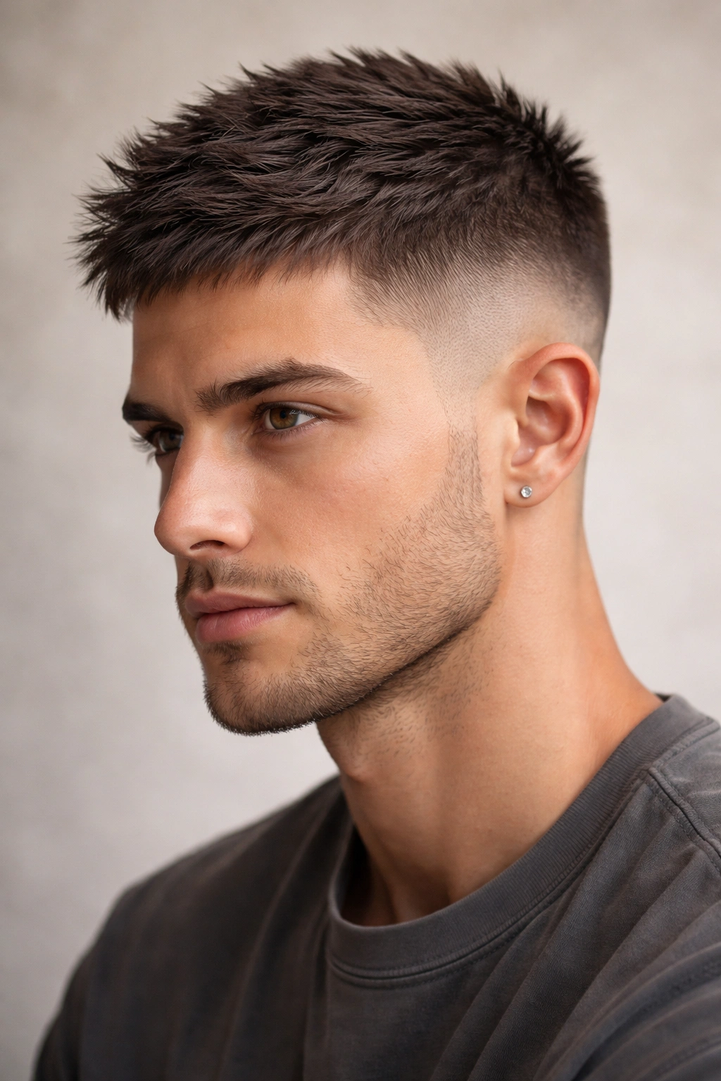 15 Short Textured Cuts That Give You Built In Volume 9 Close-up of textured buzz cut with varied clipper lengths and subtle volume