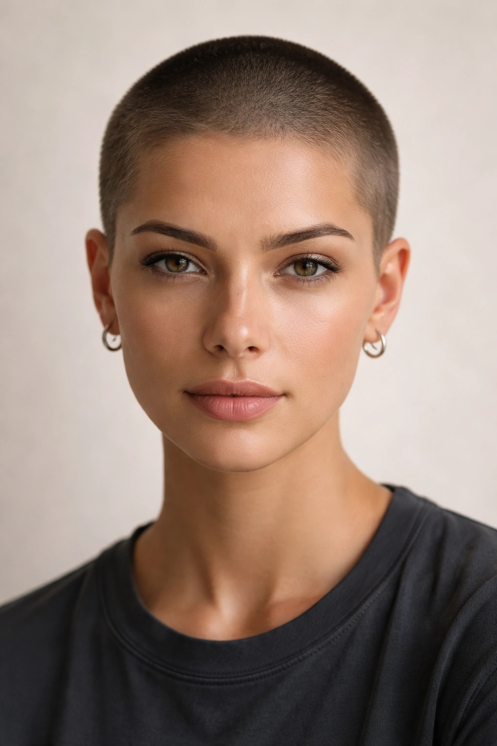 Going Super Short 15 Bold Haircuts To Consider 3 Close-up portrait of The Buzzcut showing uniform short length all around.