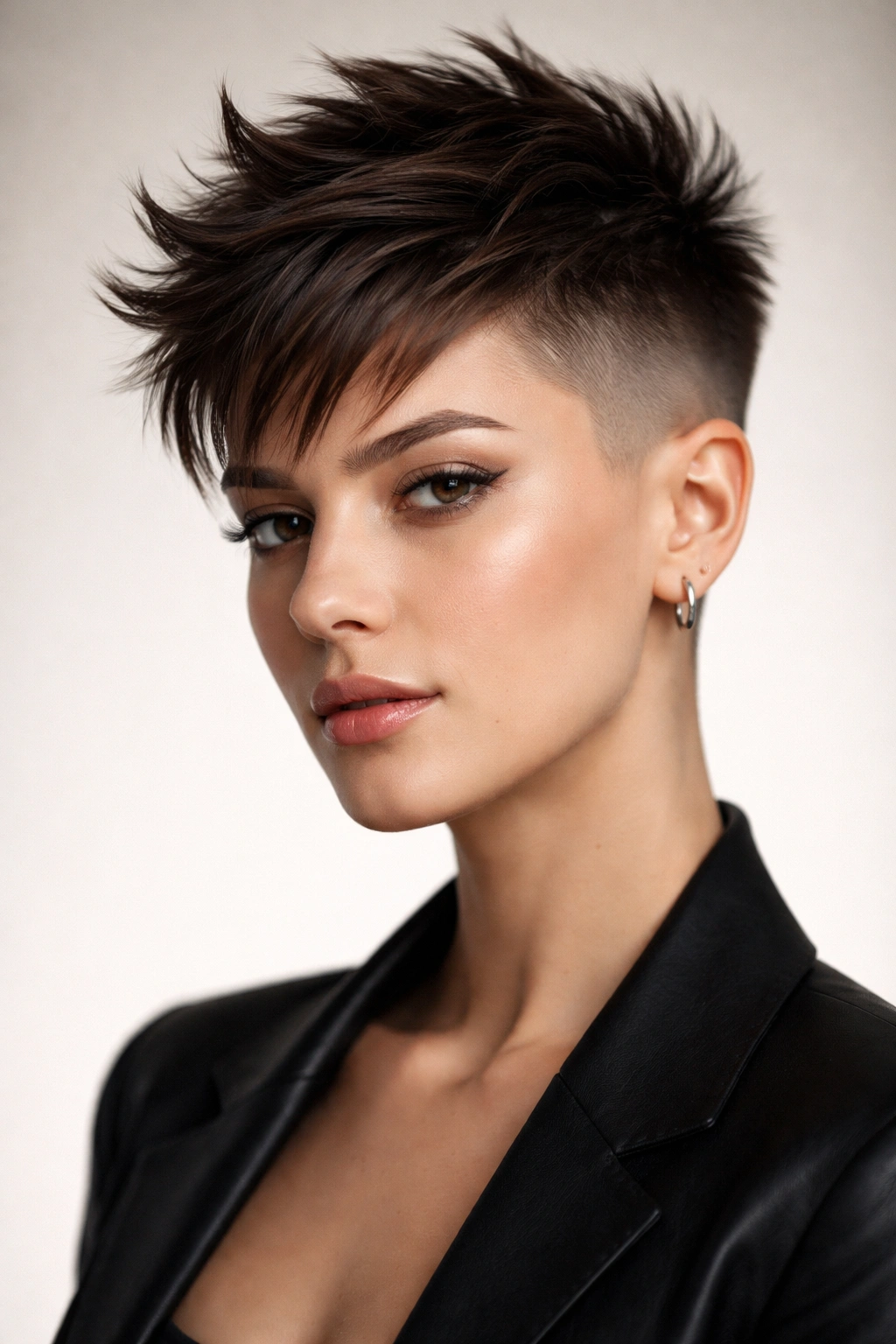 10 Short Taper Haircuts That Look Sharp On Women 10 Front view of a person with buzzed sides and longer textured crown