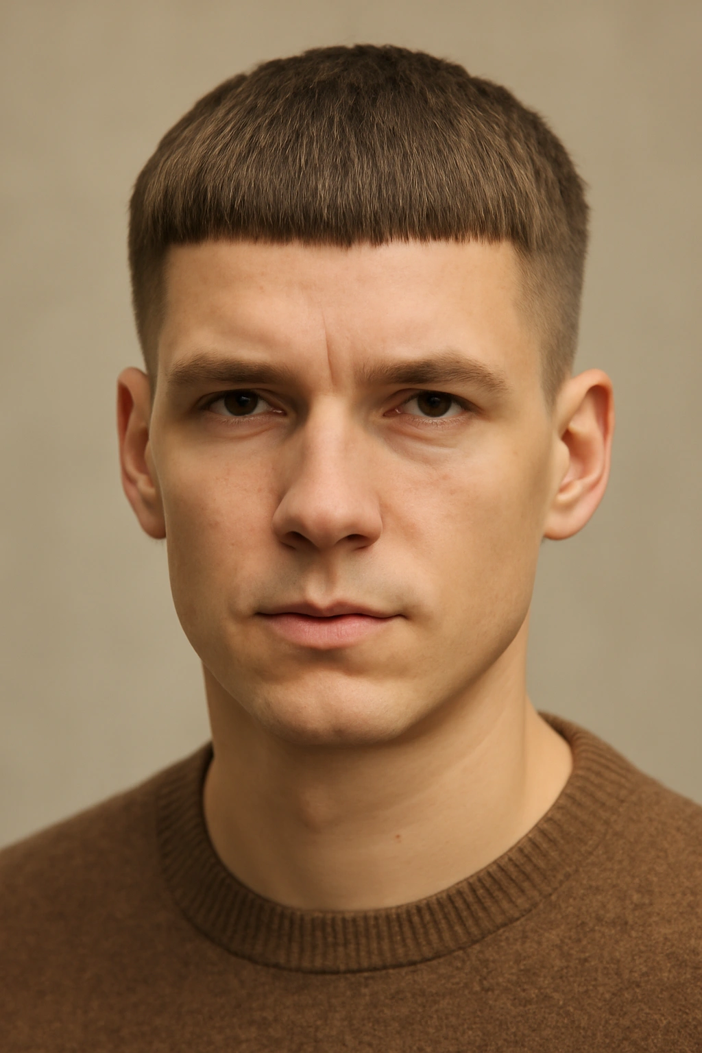 12 Wash and Go Haircuts for Busy Mornings 8 Close-up portrait of ultra-short straight hair with a blunt fringe