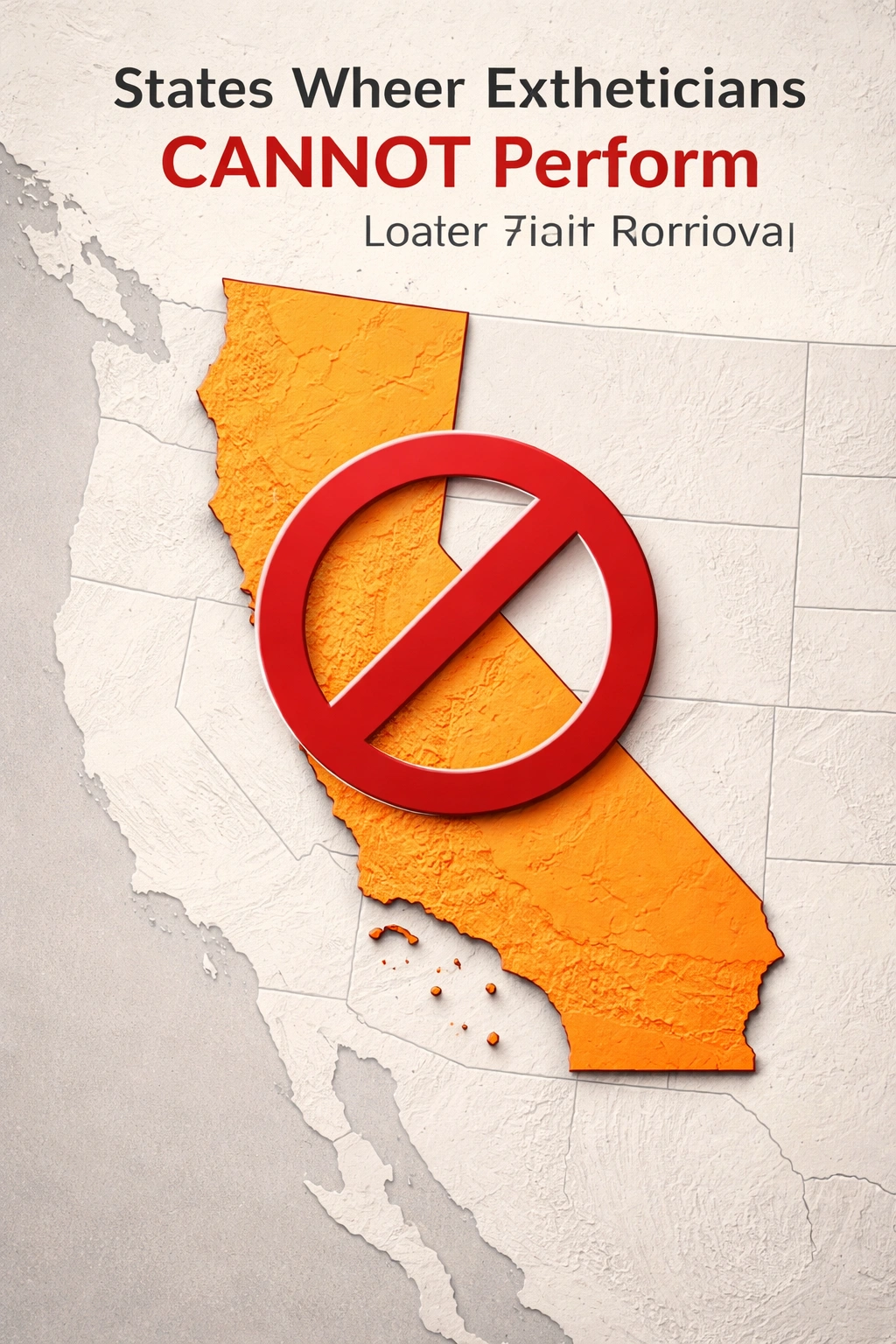 California outline with prohibition symbol indicating restricted esthetician laser removal