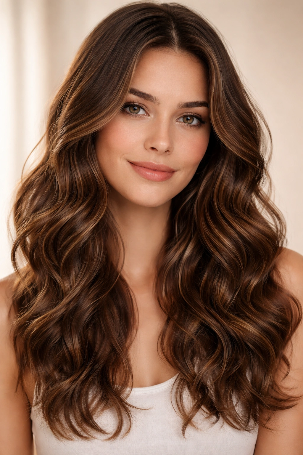 Healthy-looking 2B hair with natural shine and defined waves.