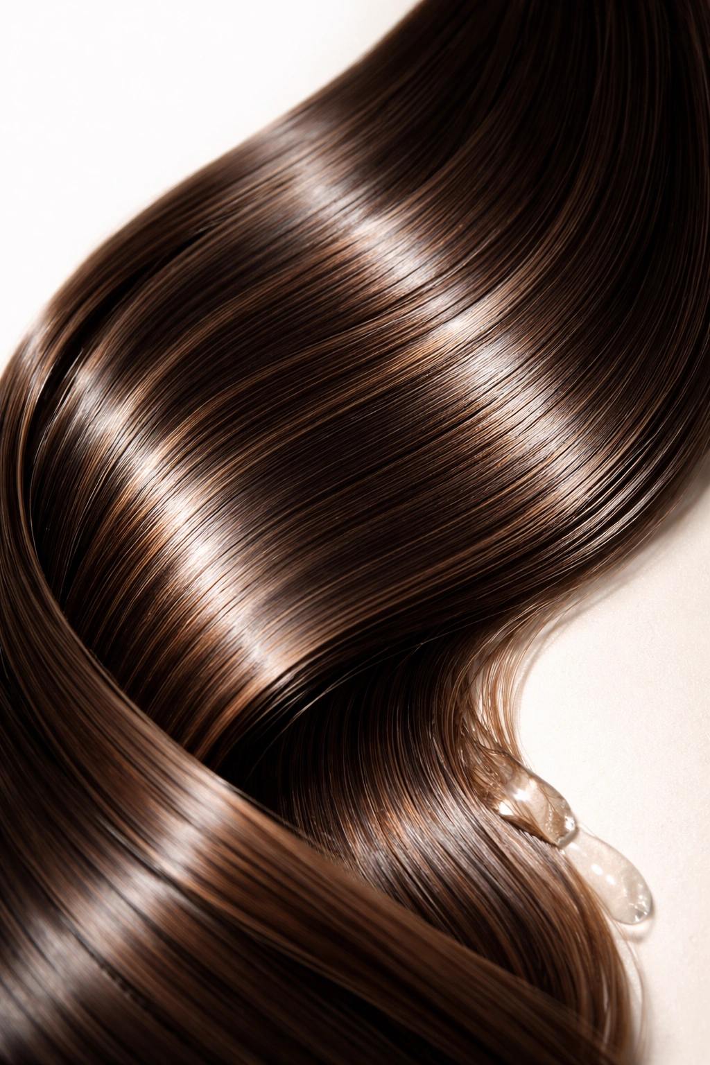 Moisturized relaxed hair strand with healthy shine.