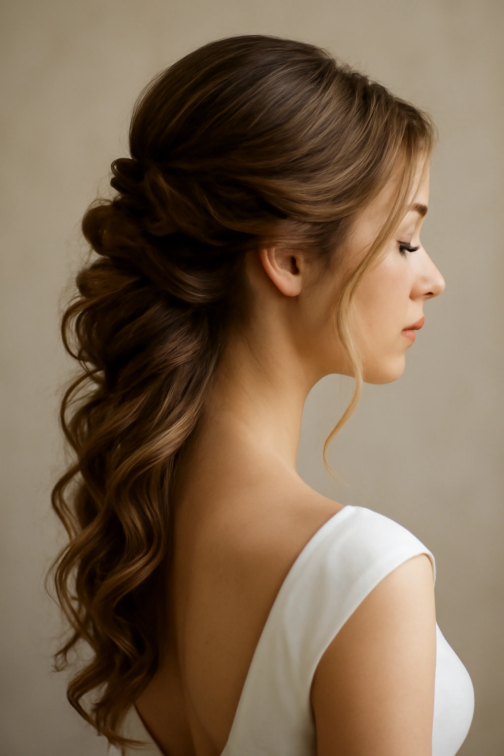8 Soft and Romantic Updos Perfect for Your Wedding 6 Side-swept updo with cascading loose strands along one shoulder