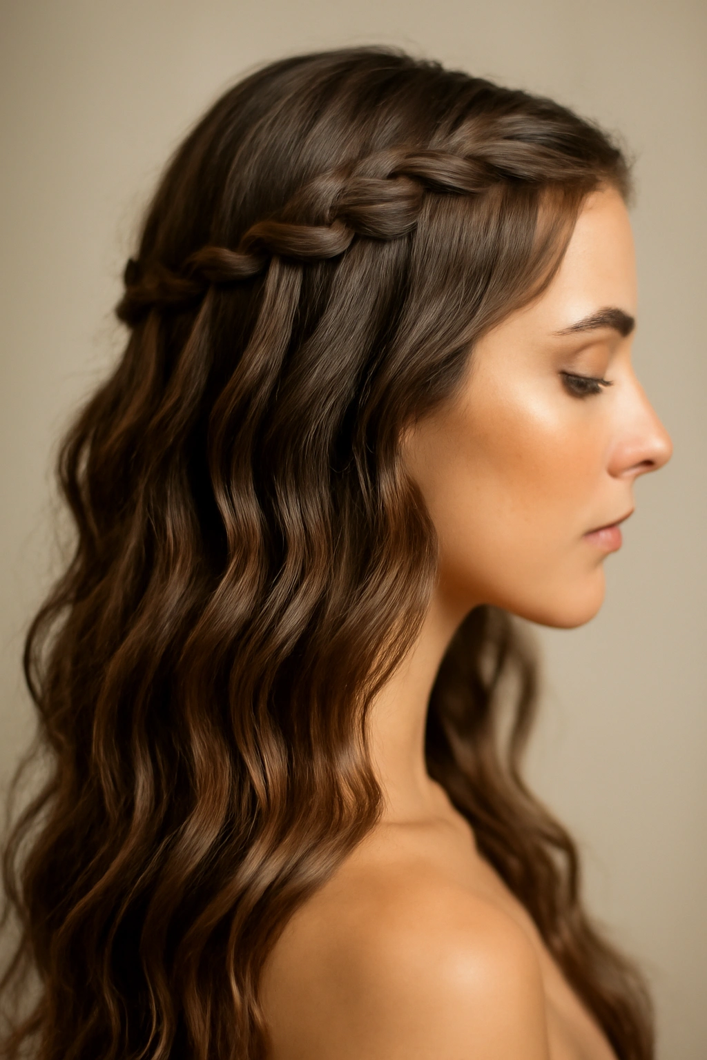 25 Effortless Long Hair Hairstyles Every Woman Needs 21 Profile view of cascading waterfall braid on textured hair
