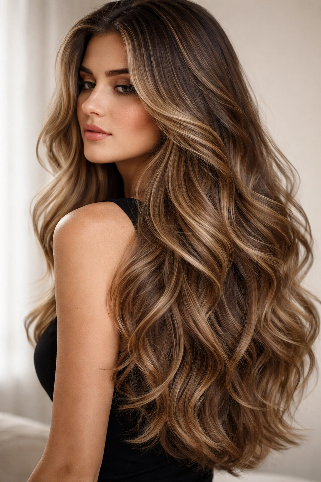 20 Wavy Hairstyles At Every Length You Ll Want 13 Close-up of long hair with cascading layers and waterfall-like waves