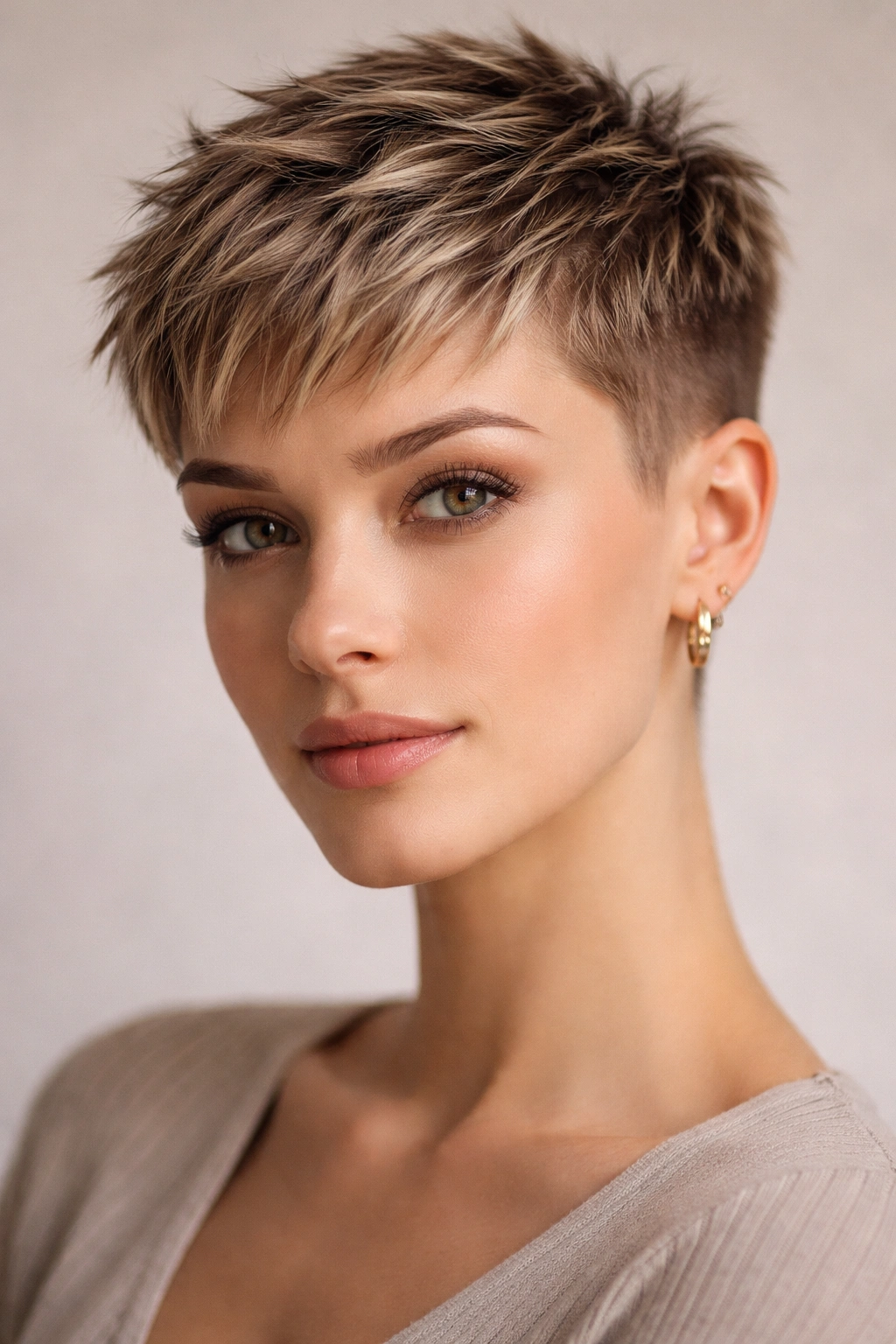 Close-up of a chic crop with defined texture and choppy layers