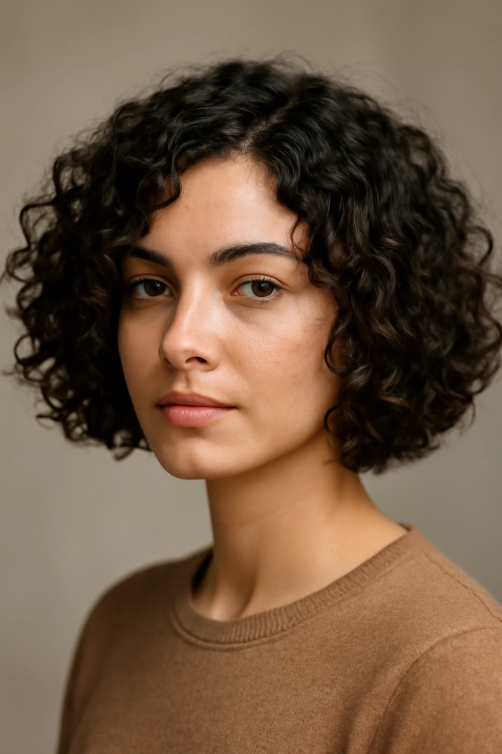 15 Gorgeous Bob Haircuts for Women With Curly Hair 1 Close-up of a chin-length curly bob with defined curls