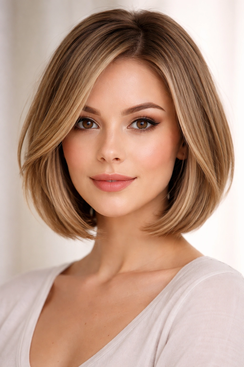 Chin-length bob with face-framing layers