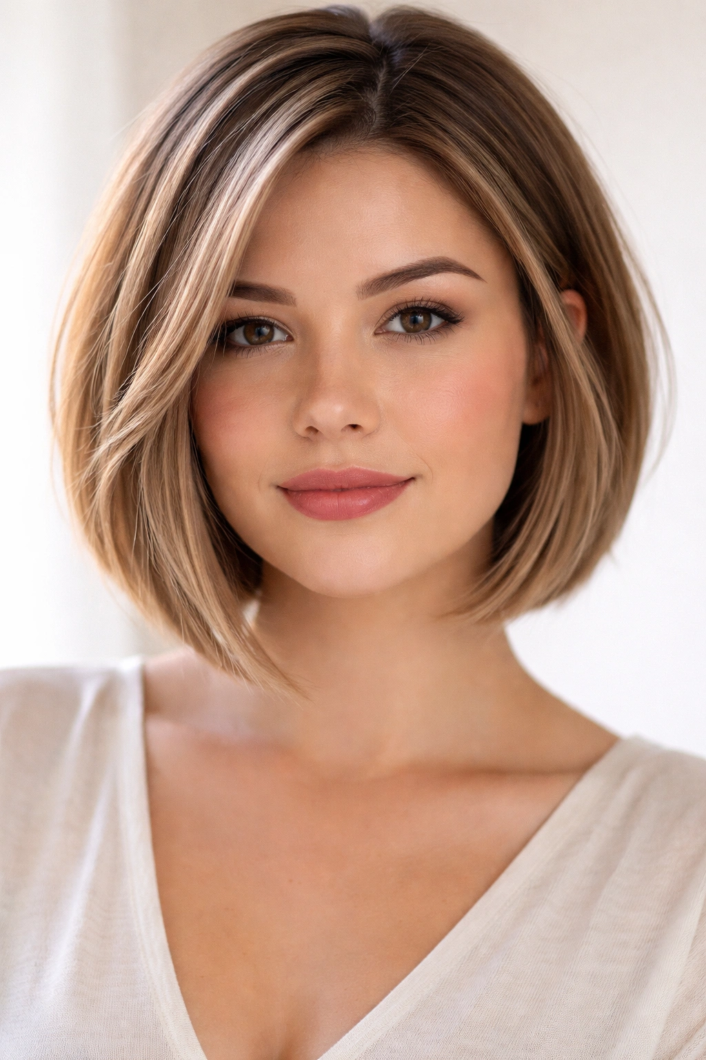 12 Hairstyles Perfectly Suited To A Round Face 3 Chin-length bob with longer front pieces angled to elongate the face
