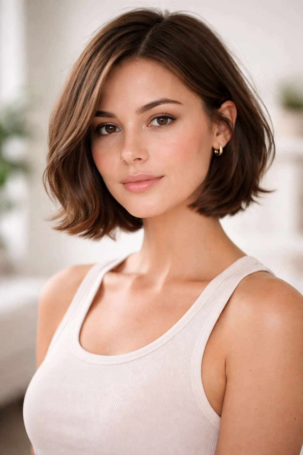 Portrait of a person with a chic chin-length bob showcasing versatility and ease of maintenance