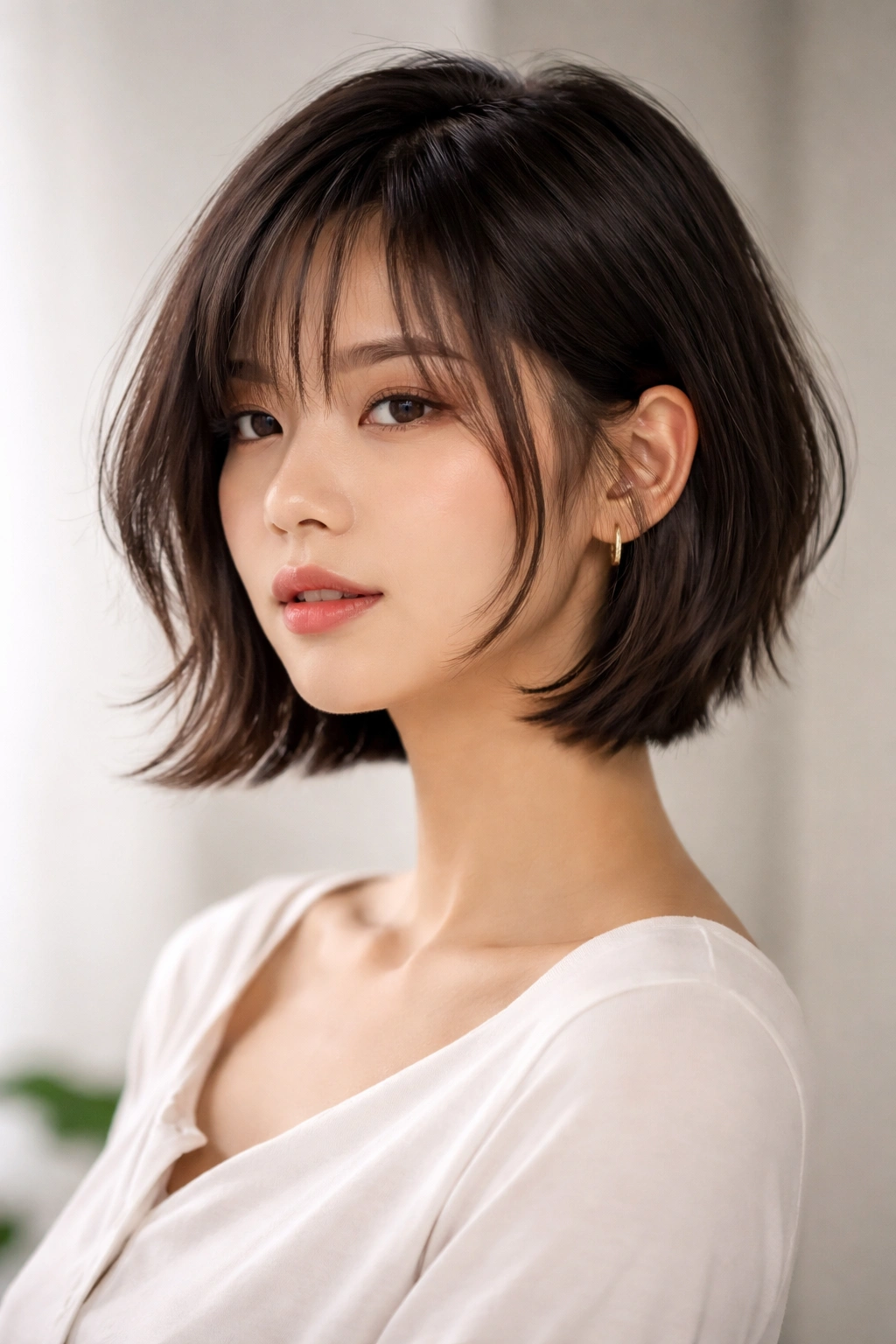 Chin-length lob showing undercut texture and front framing pieces