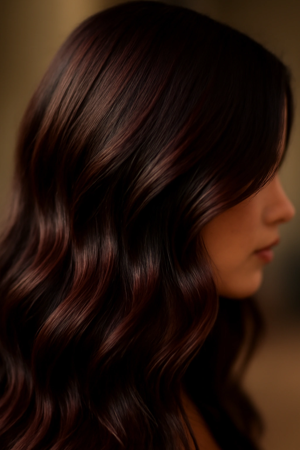 15 Dark Chocolate Hair Ideas That Look Rich and Luxurious on Every Skin Tone 2 Hair in chocolate cherry merlot shade with red undertones under warm light