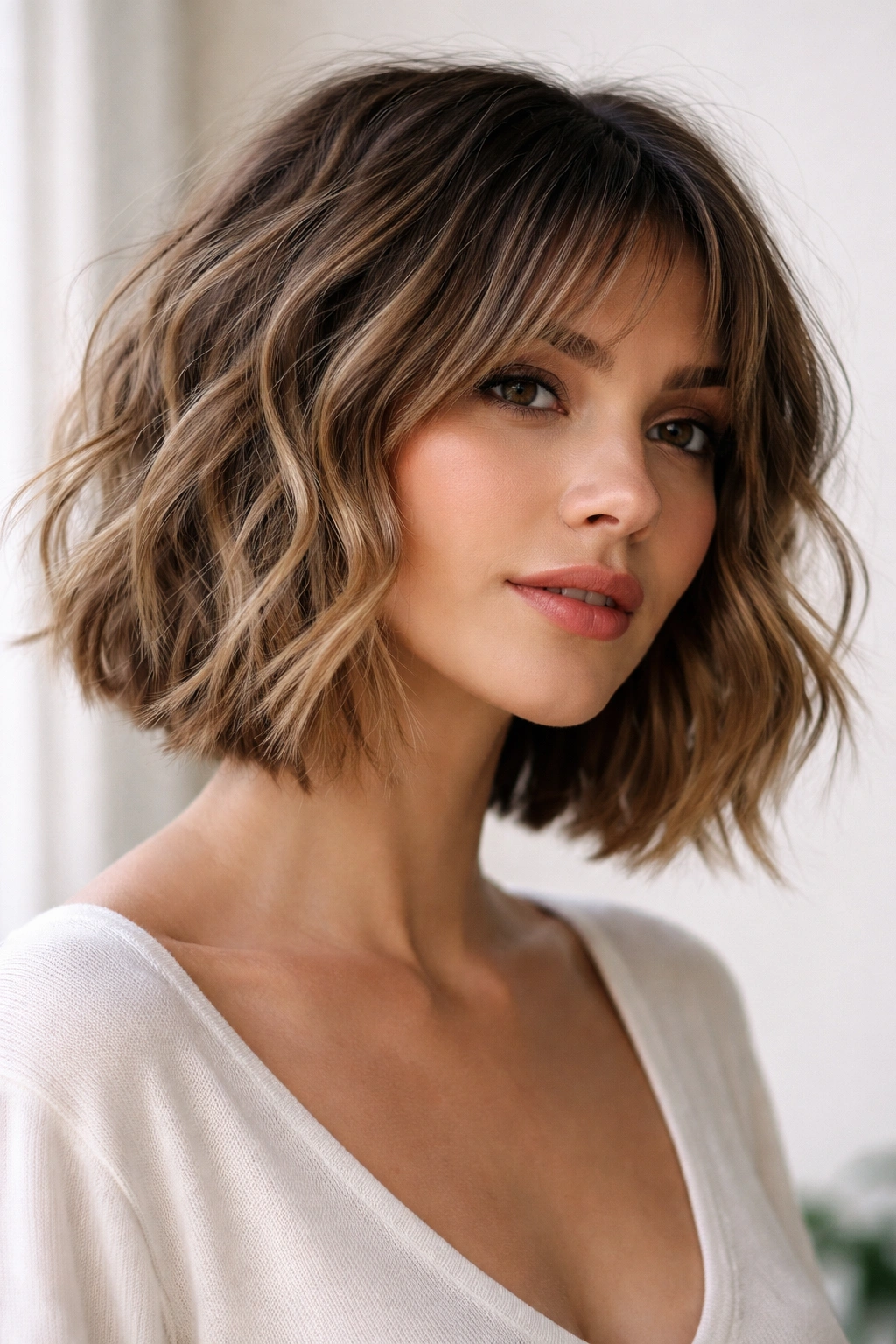 Short And Wavy 15 Haircuts Designed For Your Texture 4 Choppy bob with jagged layers showing natural wave movement.