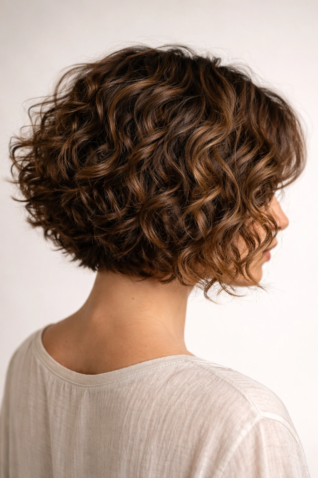 15 Curly Choppy Bobs With Volume And Bounce 14 Curly choppy bob with layers extended to the nape showing back fullness