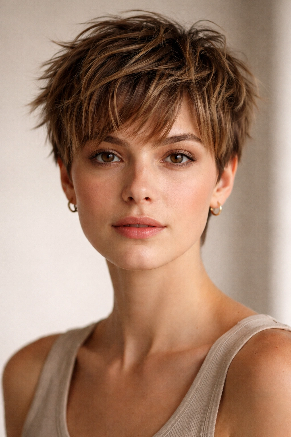 15 Low Maintenance Haircuts For Packed Schedules 9 Close-up of a choppy cropped hairstyle with textured layers