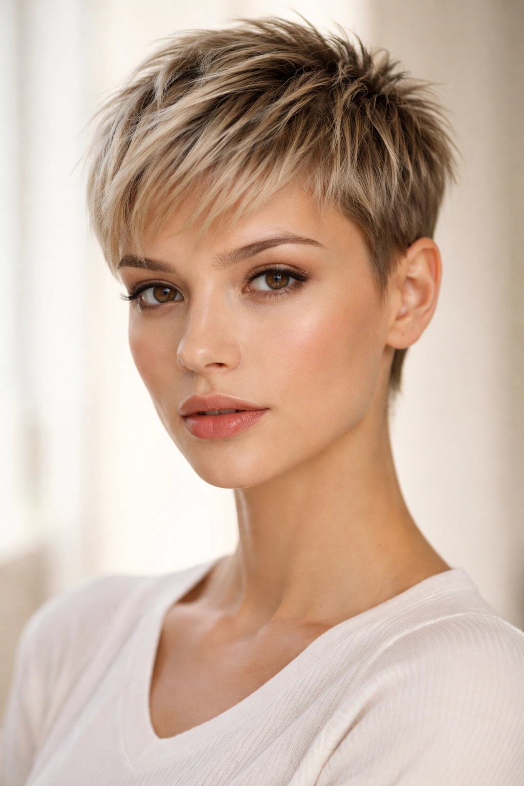 10 Layered Straight Short Cuts That Look So Clean 4 Close-up of The Chic Choppy Crop showing uneven layered texture