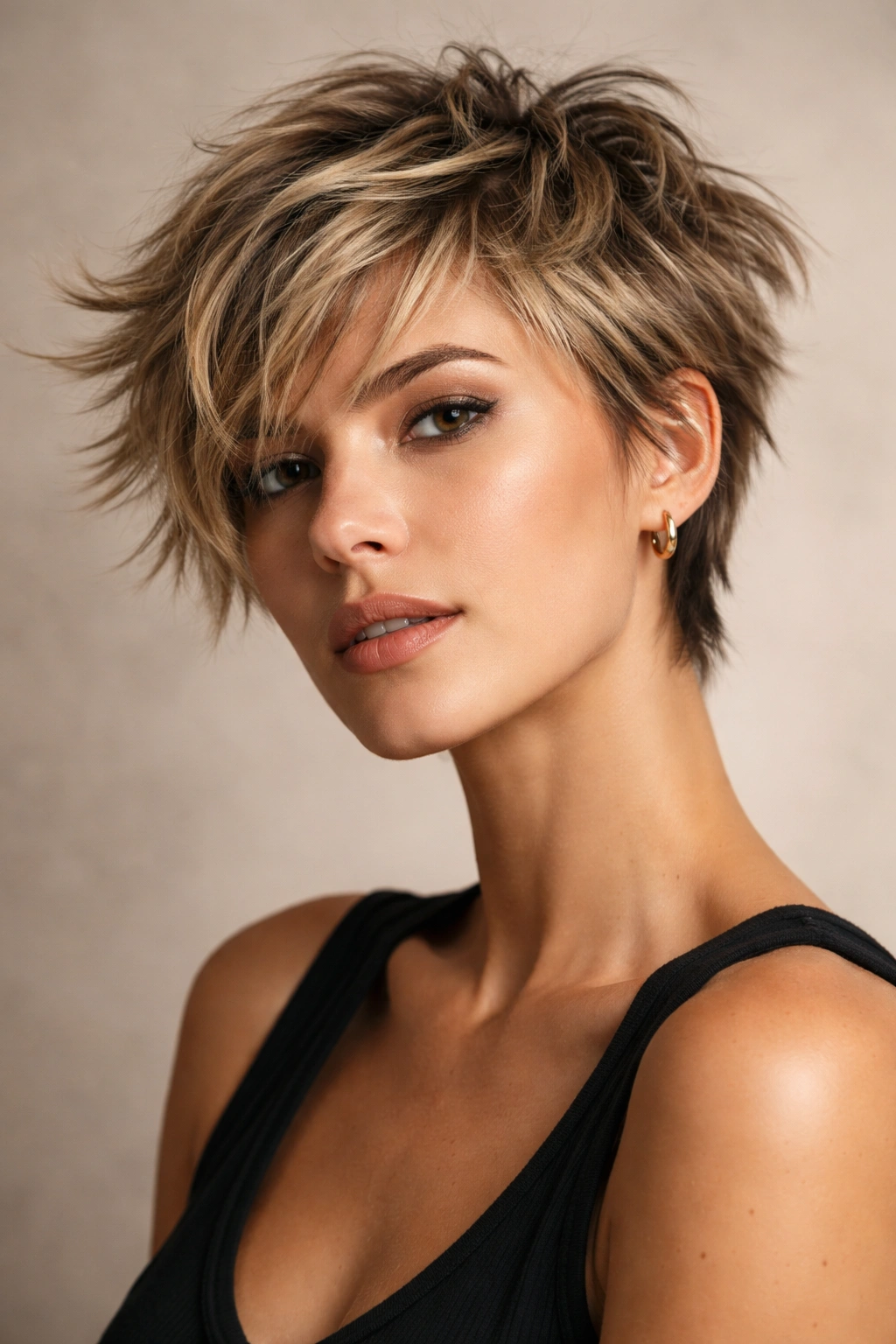 Short choppy crop with textured layers and abundant movement