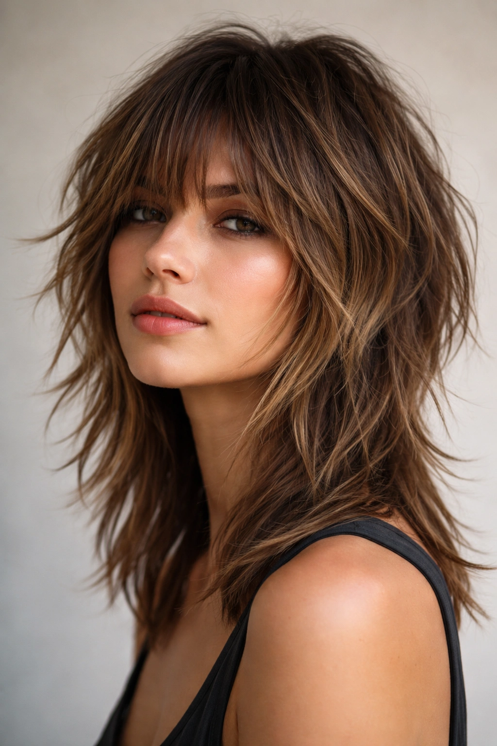 15 Short Shag Haircuts With Lived In Texture 3 Portrait highlighting choppy face-framing shag with distinct shorter front pieces.