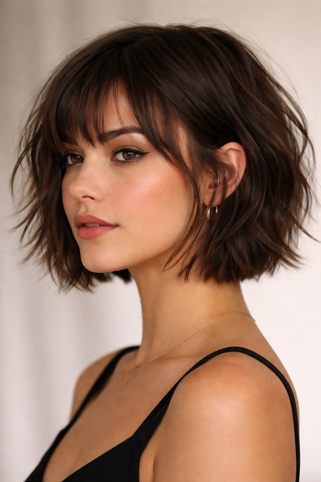 Choppy French bob with edgy, textured layers