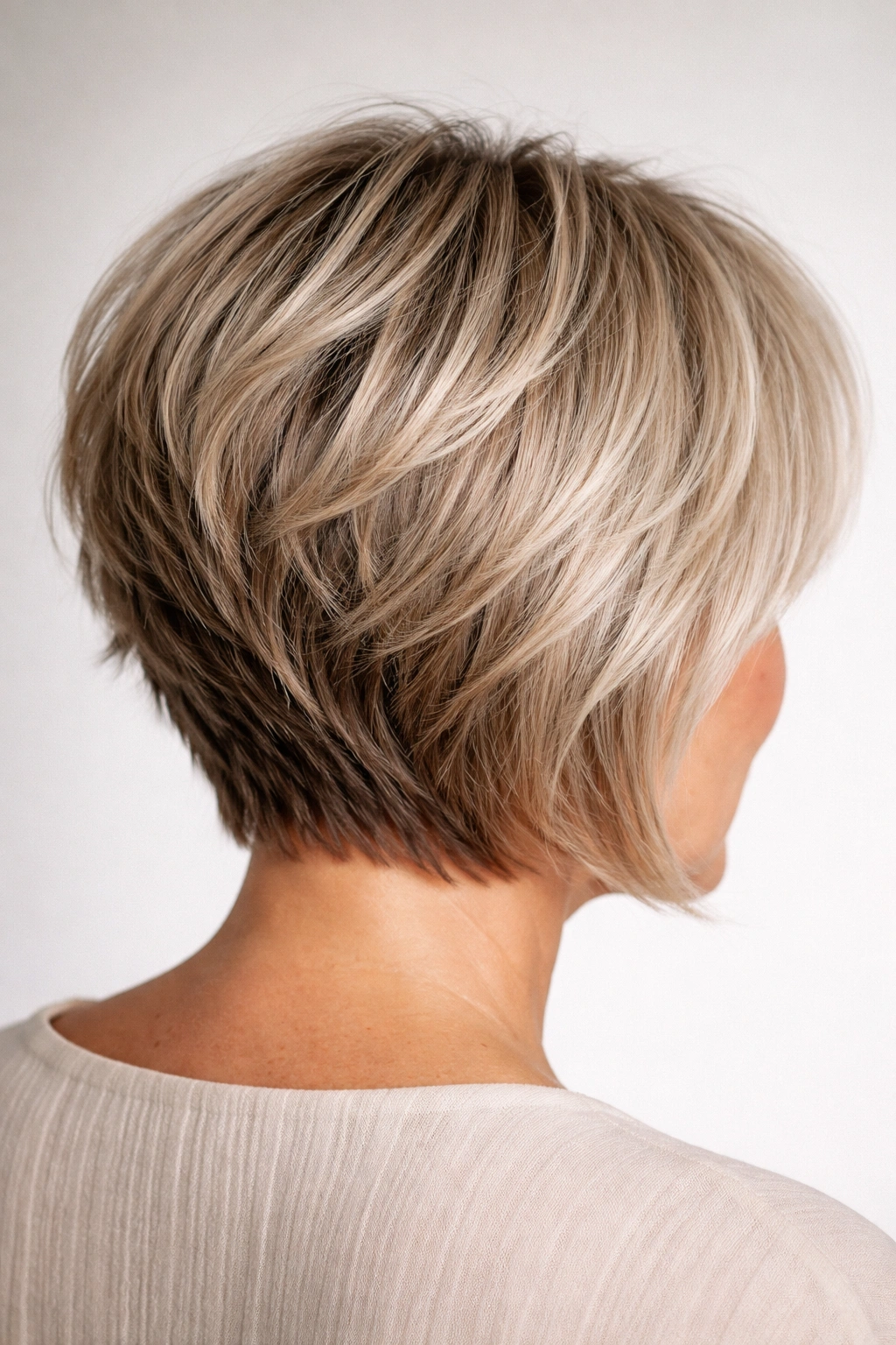Choppy graduated bob with back layering and textured ends