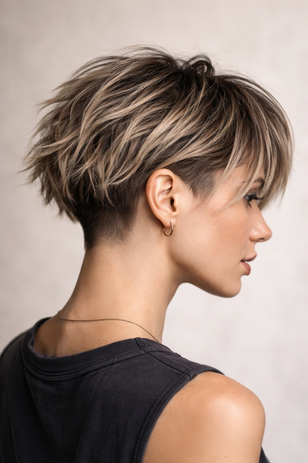 10 Shaved Bob Haircuts With An Effortless Edge 4 Choppy layered bob with full undercut showing bold texture.