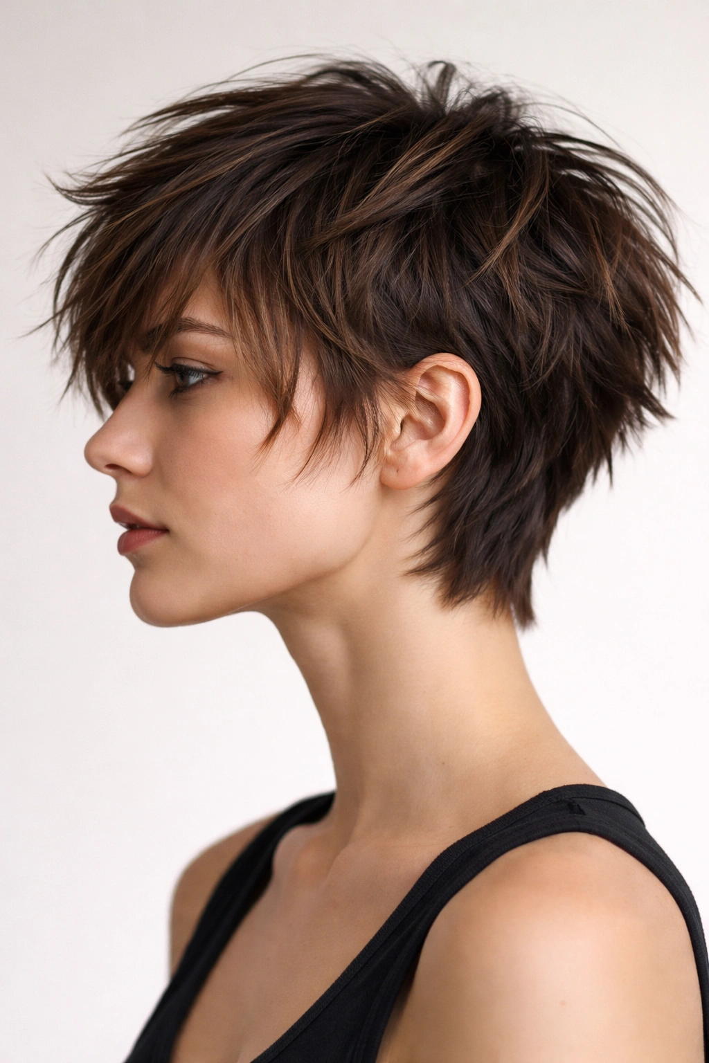 12 Boyish Short Haircuts Women Keep Asking For 4 Side-profile of a choppy layered short cut with movement