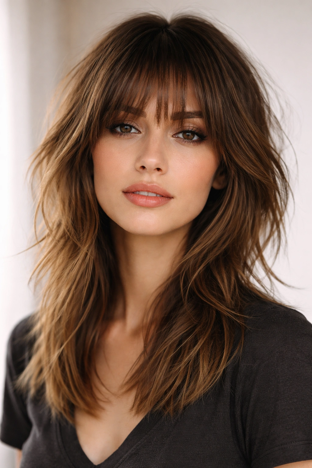 15 Hairstyles That Flatter An Oval Face Shape 10 Choppy layered hairstyle with textured bangs