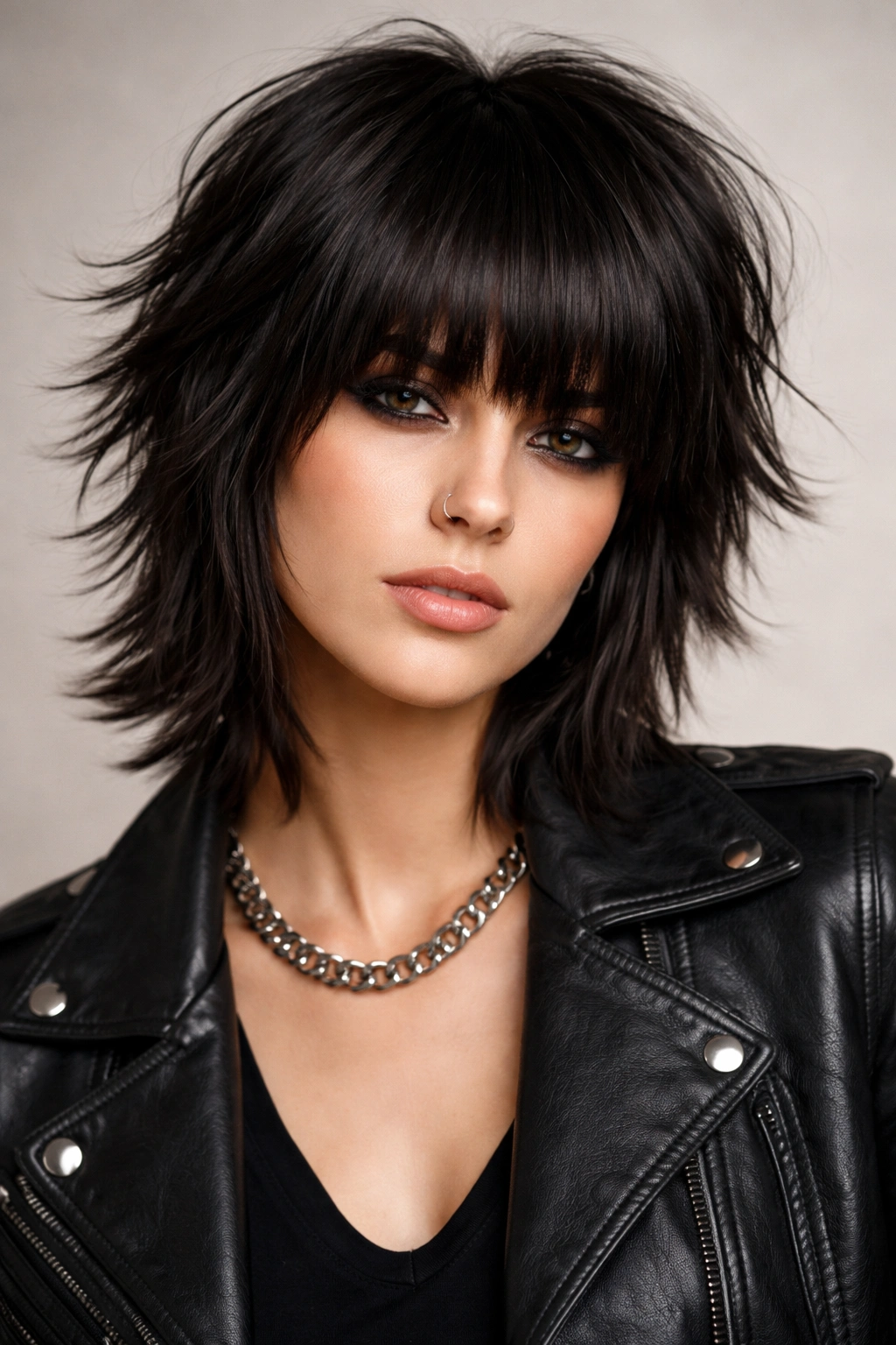 10 Short Haircuts With Thick Blunt Bangs To Try 3 Rocker-chic hairstyle with choppy layers and blunt bangs