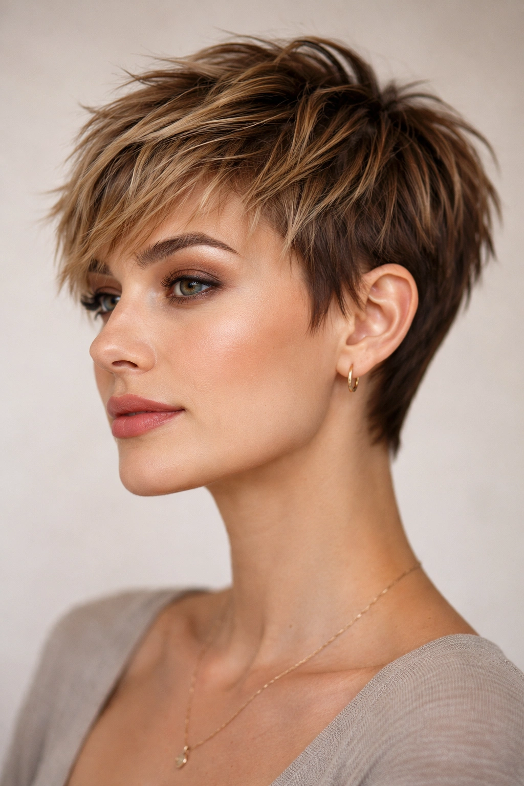 10 Short Haircuts That Tuck Behind The Ears Perfectly 5 Head-and-shoulders of choppy layers pixie with ears tucked behind